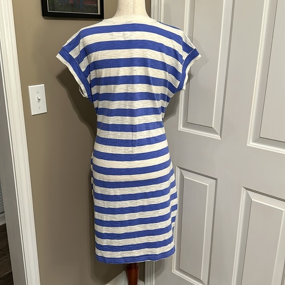 J.Crew Short-Sleeve Tie Waist Tee Shirt Dress in Cool Lilac Ivory Stripe - Picture 7 of 8